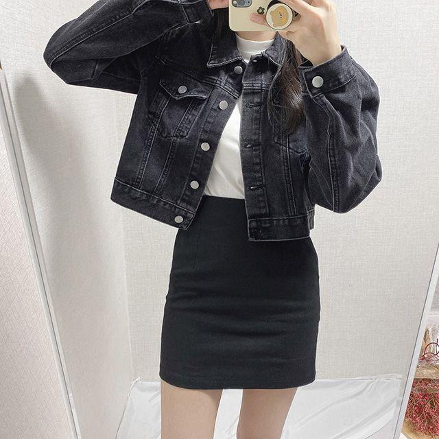 (당일발송) 크롭 데님 자켓
