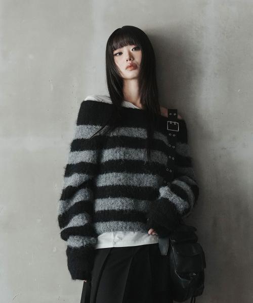 CONVERTIBLE SHOULDER SWEATER GREY
