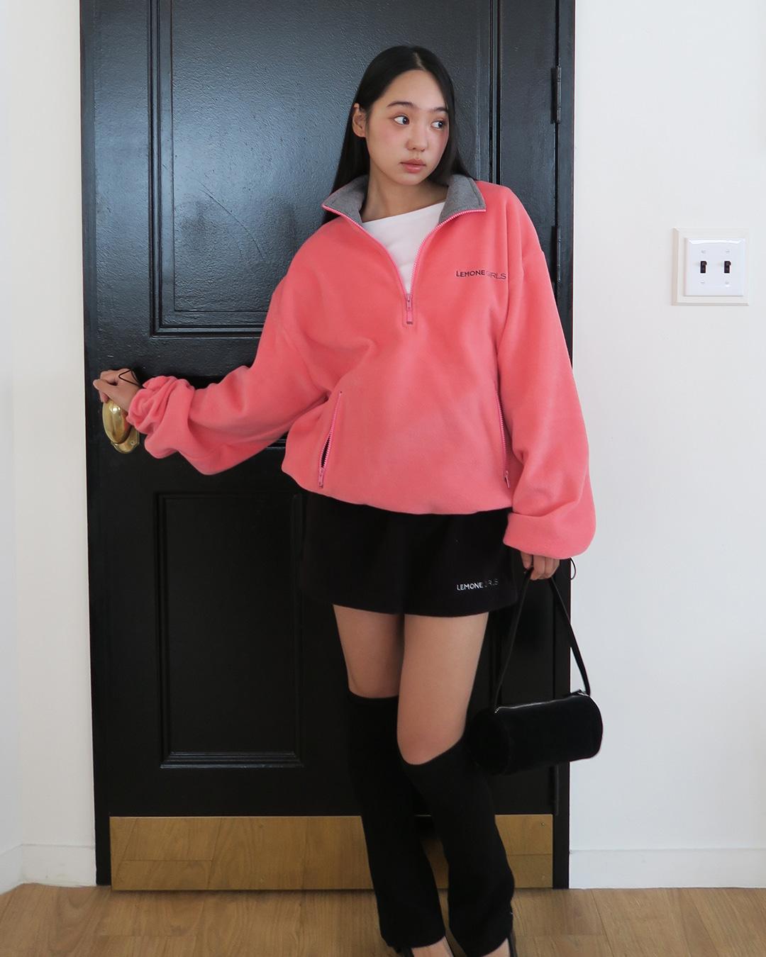 Warm Puff Fleece Half-Zip - Pink