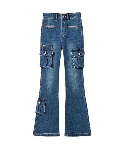 Cargo Pockets Skinny Bootcut Jeans