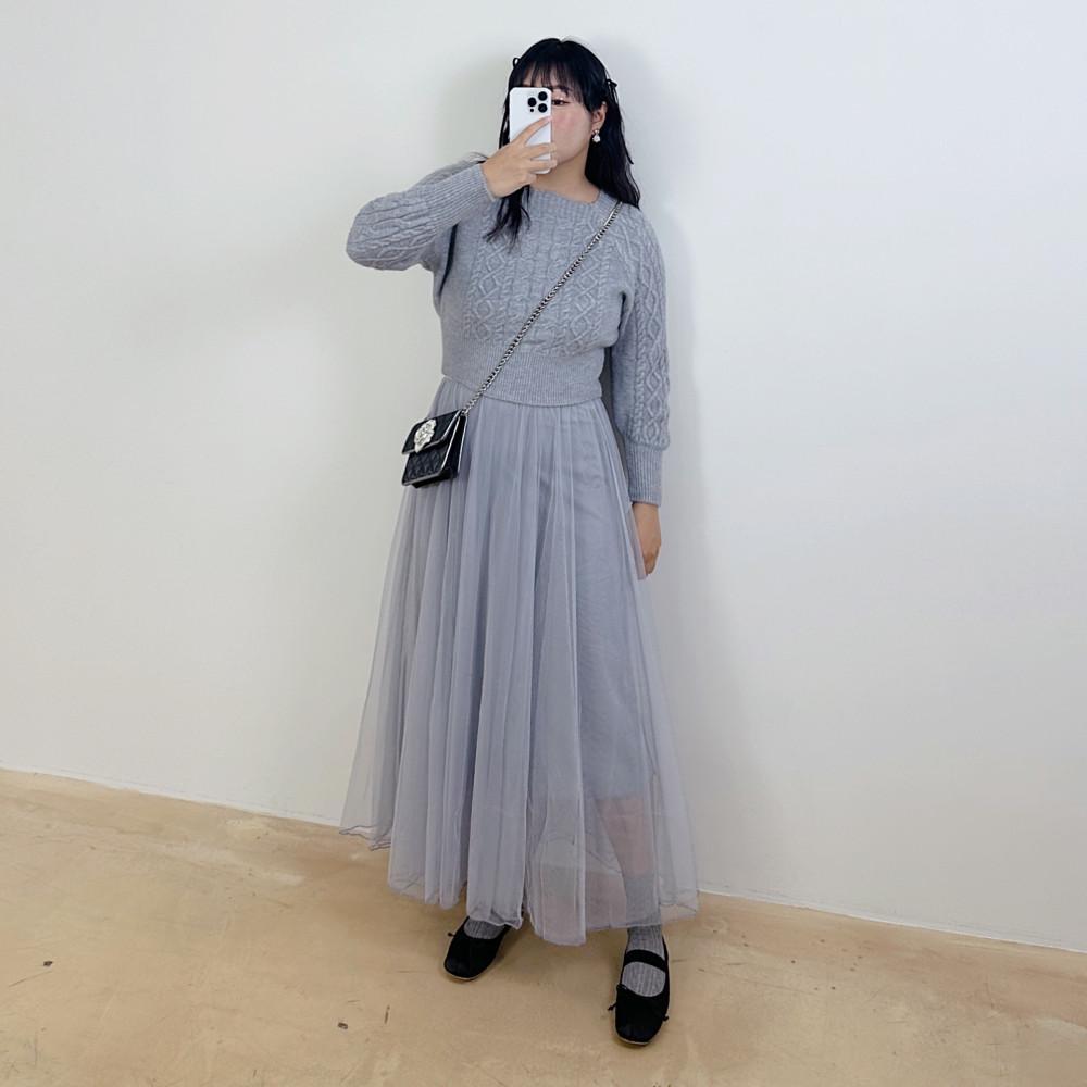 마일디 니트 샤원피스 세트 [ 빅사이즈 55~77]