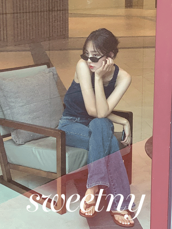 나이니 [MADE/누적7천장/일부컬러당일/뉴컬러추가!!/흠뻑쇼/페스티벌] 오마쥬 린넨 백슬릿 홀터넥 니트 나시 슬리브리스
