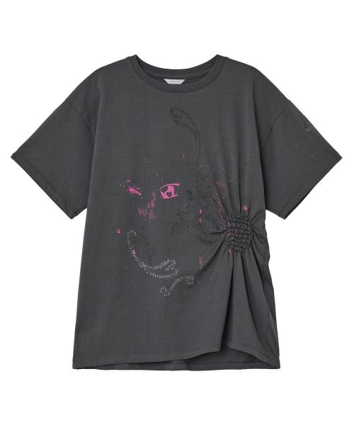 Scattered Ruched Top [Charcoal]