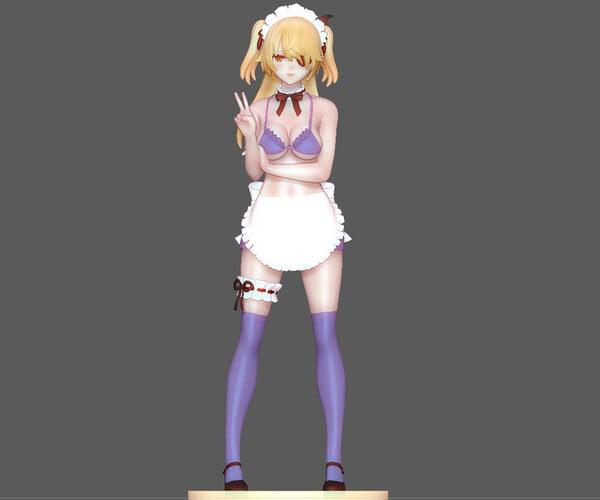 ArtStation - FISCHL GENSHIN IMPACT MAID STATUE CUTE GIRL MAID GAME CHARACTER ANIME 3D PRINT MODEL | Resources