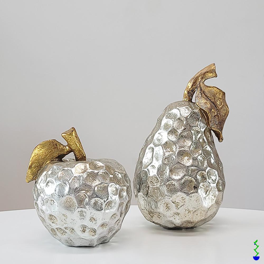 은색 사과 배 장식품 실버 디스플레이 오브제