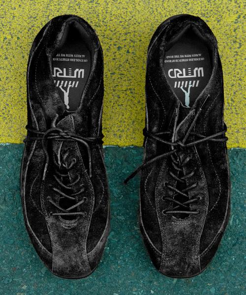 WTRD3116-1 레이지 스웨이드 레이싱 스니커즈 워싱 블랙