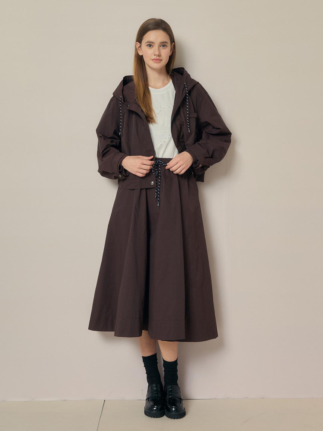 JJ지고트 나일론 스트링 플레어 스커트 (BROWN) GR9A0SKJ11