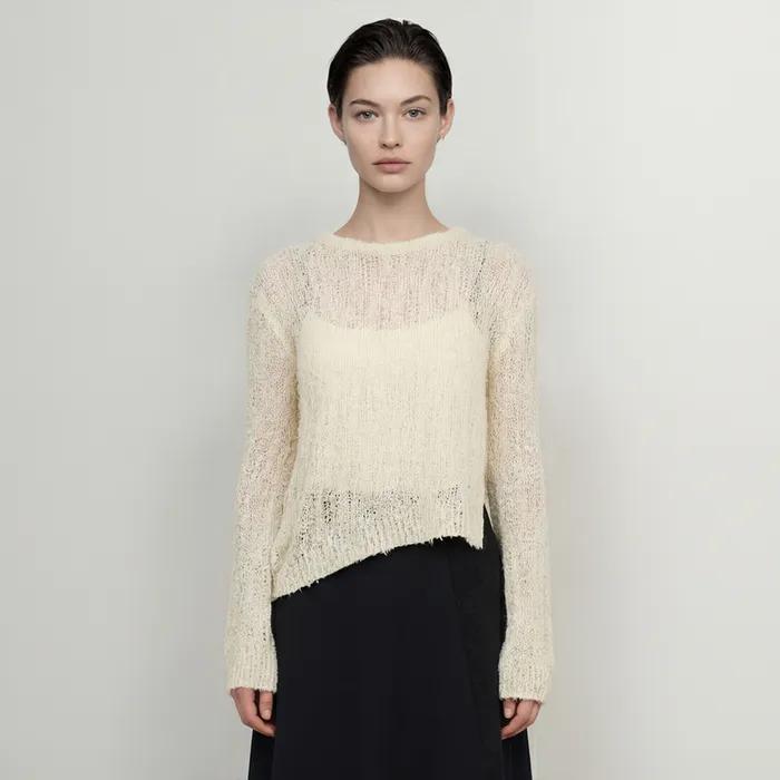 릴랙스드 슬릿 니트 크림