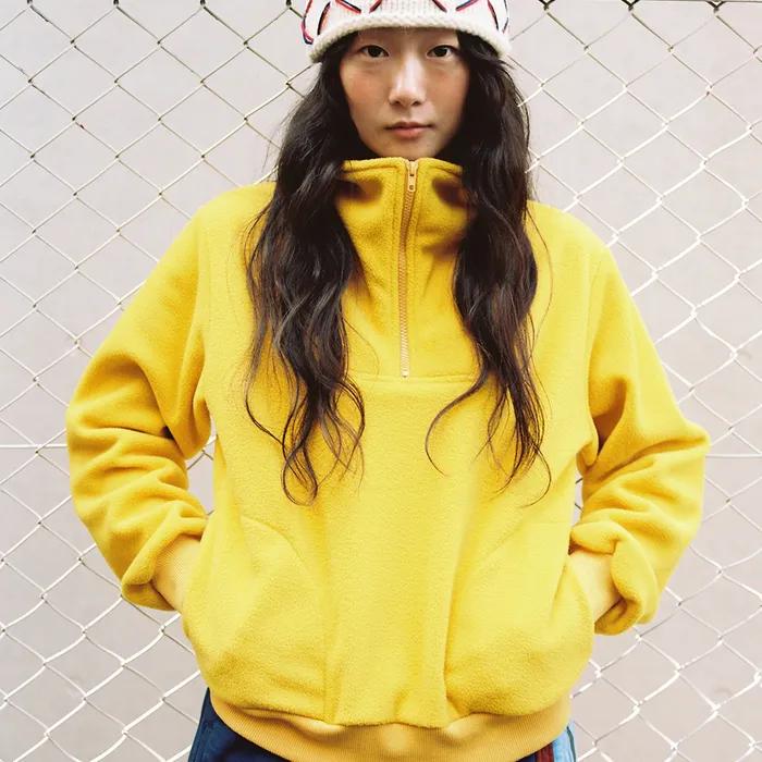 80s Fleece Half Zip up Pullover (Yellow)