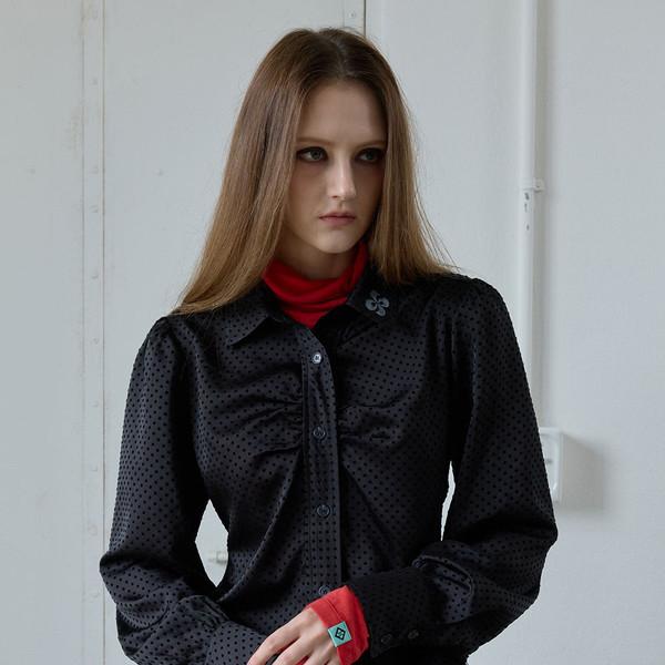BACK CURVE DOT PUFF SHIRT / black