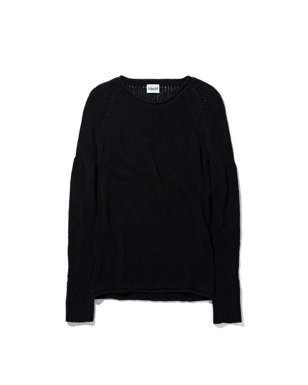 GRUNGE RIB KNIT TOP_BLACK