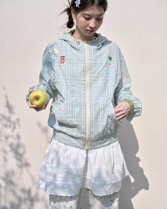 Odd maker check print hooded jacket