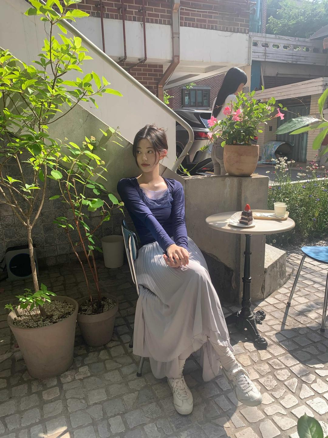 windy always long skirt - gray