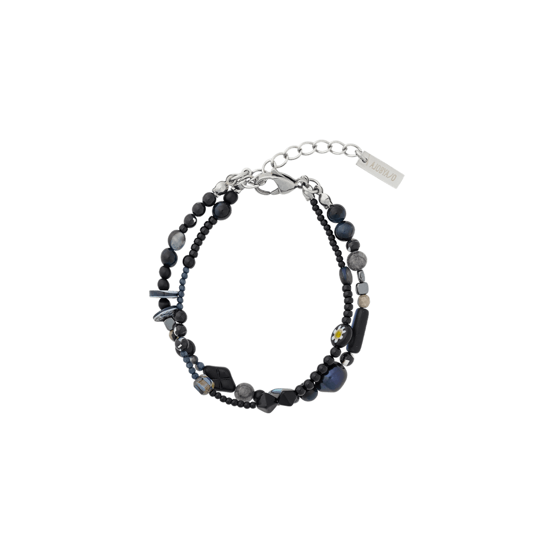 Black Light Beads Layered Bracelet Black