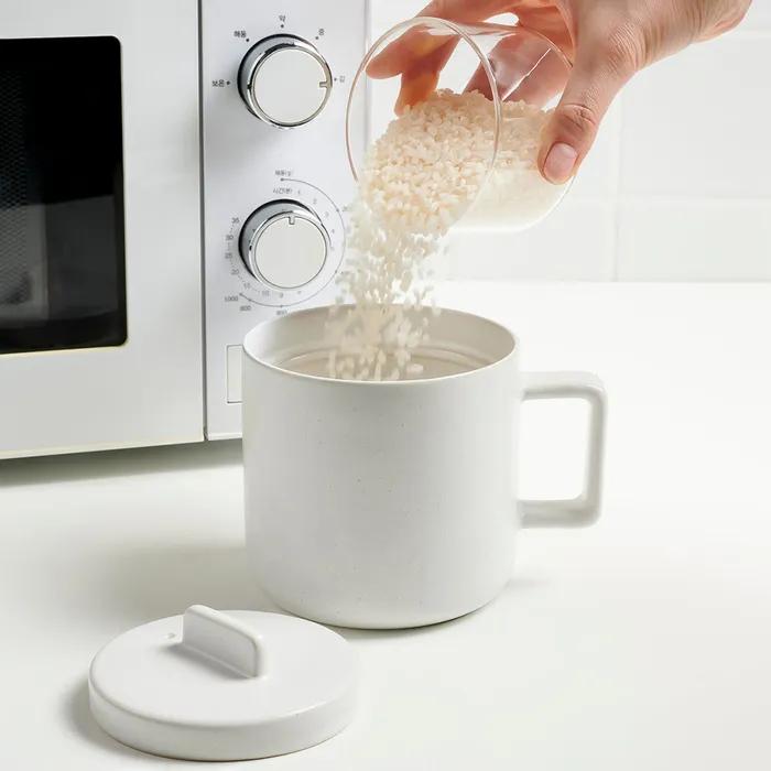 [JAJU/자주] 전자레인지용 1인 도자기 밥솥_650ml_화이트