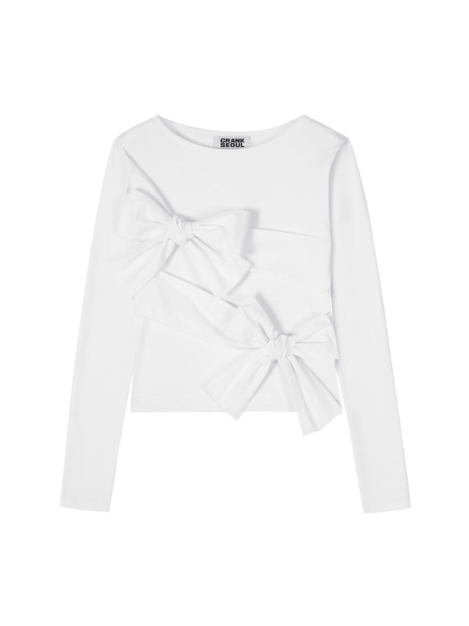 DOUBLE RIBBON-TIED TOP_WHITE