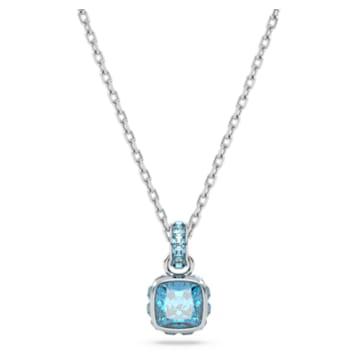Birthstone 펜던트, 스퀘어 컷, 12월, 블루, 로듐 플래팅