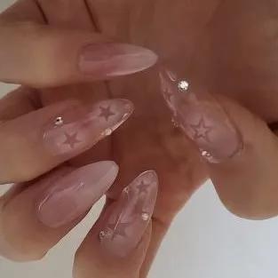 [50%할인중]남심취저*키치네일팁*별치크네일*핑크.블루.블랙시럽네일*별네일*그라데이션네일*네일팁*수제네일팁*데일리네일팁*여름네일팁*하라주쿠네일팁