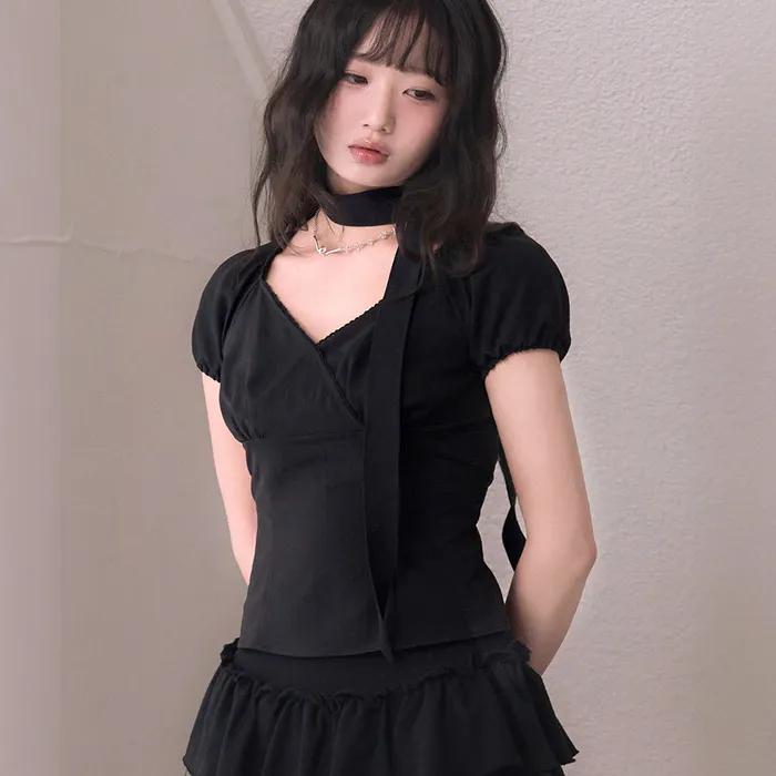 코우키 타이 랩 블라우스 [BLACK]