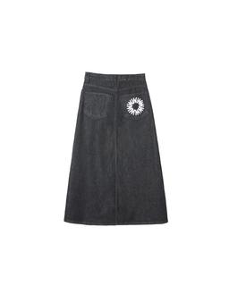 HUMANITY UNBALANCED DENIM SKIRT (DEEP BLACK)