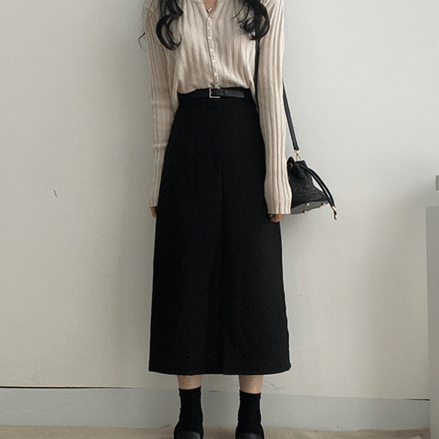 [3color/벨트set!]초강추템!가을 벨트 트임 롱 스커트