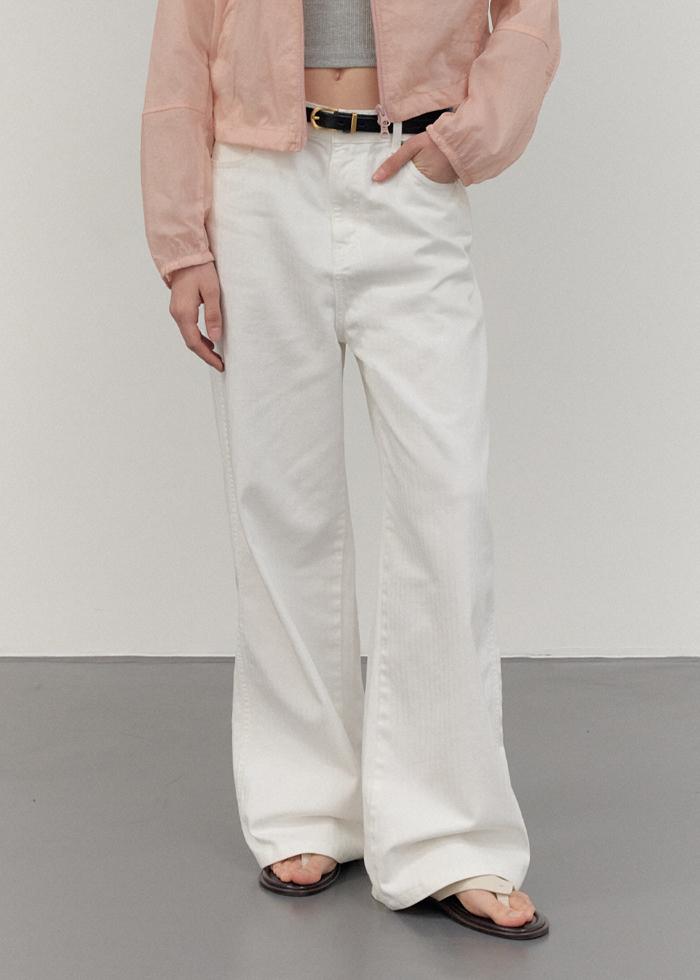 Fade Washed Stripe Wide Pants_CTD415(White)