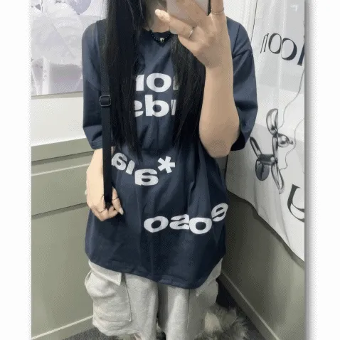 air printing over fit T 에어 레터링 프린팅 오버핏 반팔티 3color