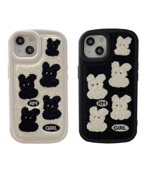 아이폰 갤럭시 Z플립 토끼 뽀글이 자수 케이스