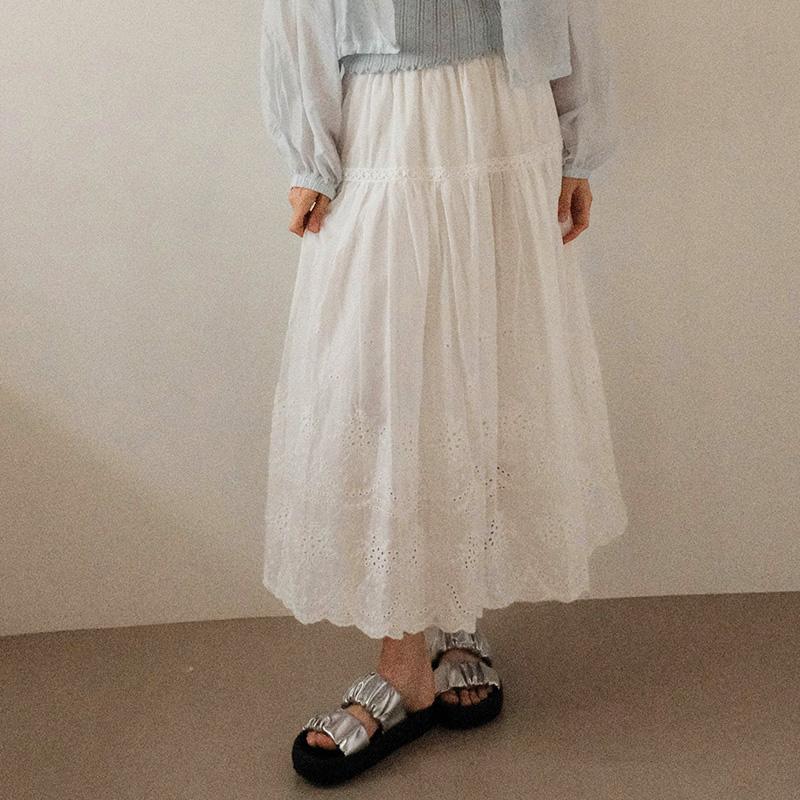 [성혜PICK]Romantic Lace Cotton Long Skirt
