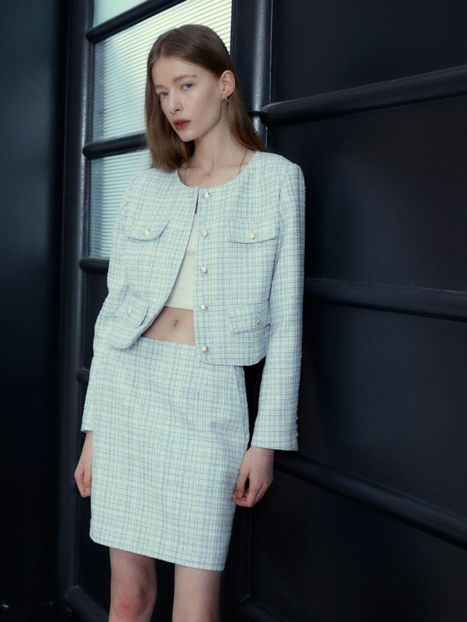 [REFURB] LUCAS Tweed Mini Skirt_Mint Tweed