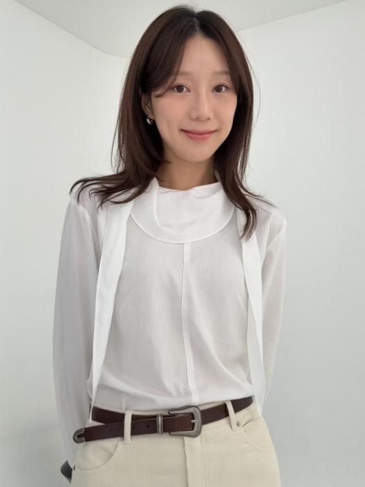 Drapery Ruffle Tie Blouse_2color