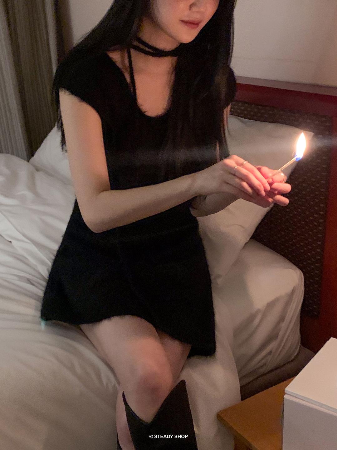 스테디 [울10/연말룩/타이세트] 히미 니트원피스 반팔원피스 원피스 (3colors) 직진