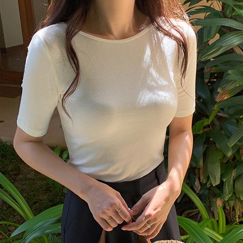 미니뽕 [당일발송🚚][S,M/양면착용][MNLB] 타르트 모달 코튼 슬림 골지 투웨이 반팔 티셔츠