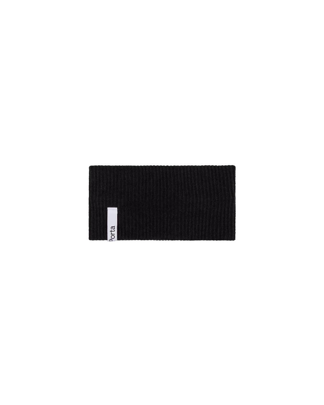 PORTA LOGO RIBBED KNIT HAIR BAND, BLACK