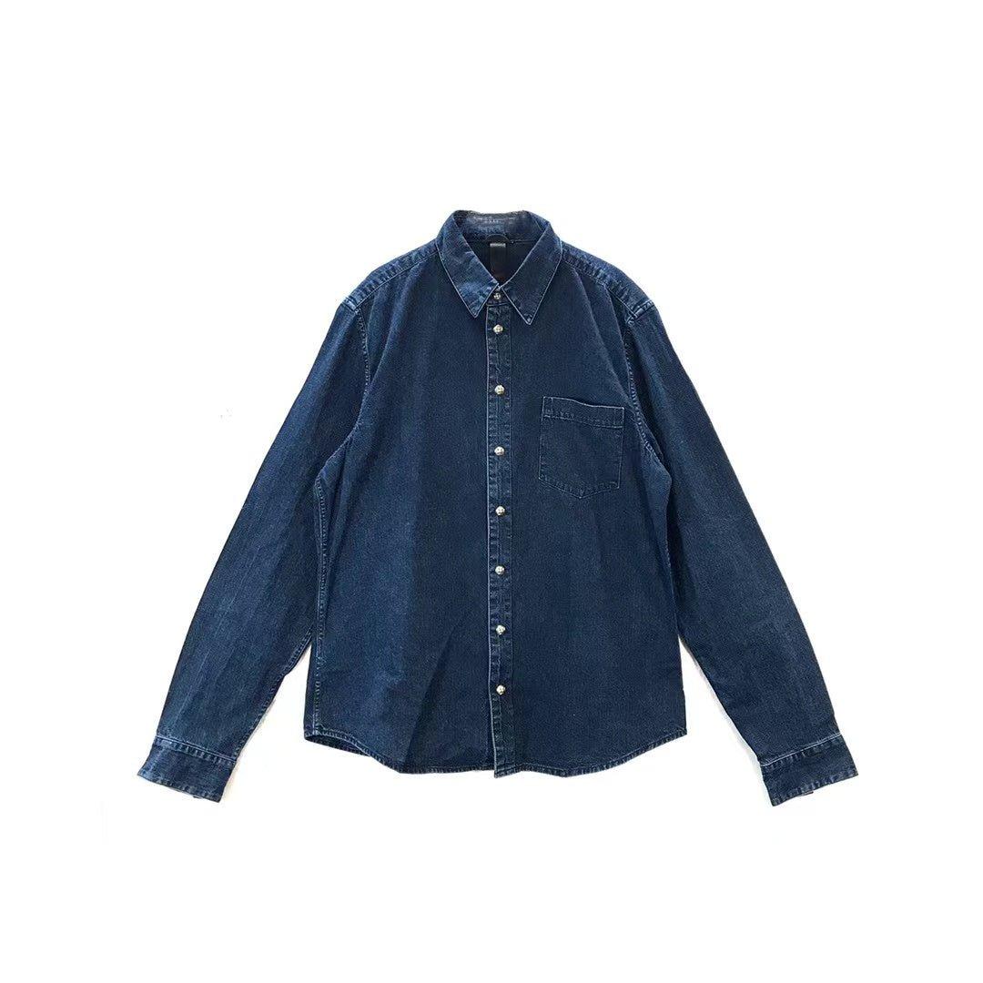 Chrome Hearts Leather Cross Patch Denim Shirt