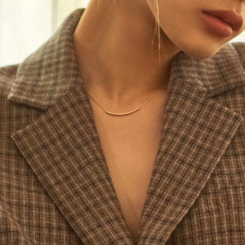 심플 커브 바 목걸이 (골드필드) #GFN05