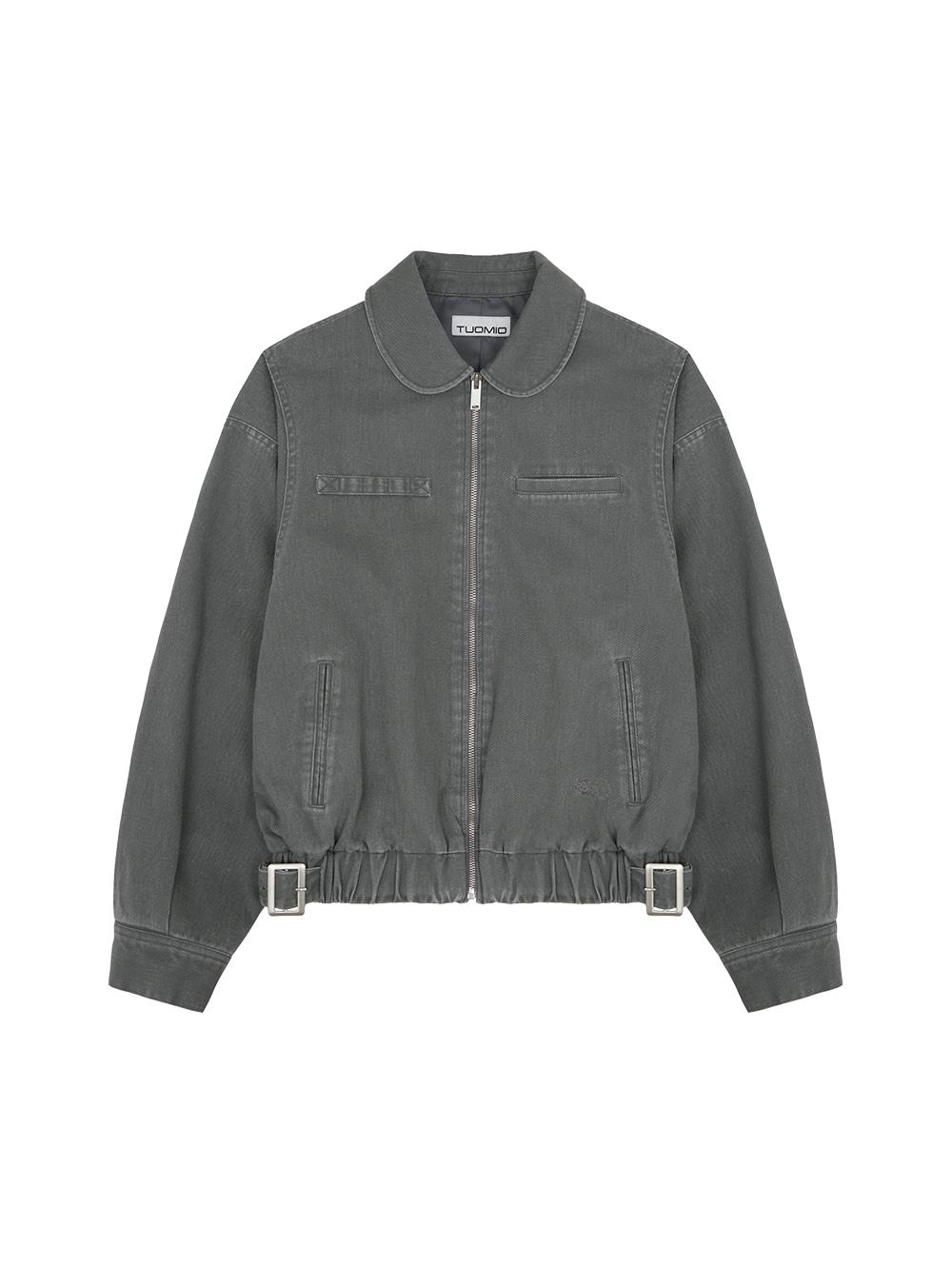 ROUND COLLAR WASHED BOMBER [CHARCOAL]