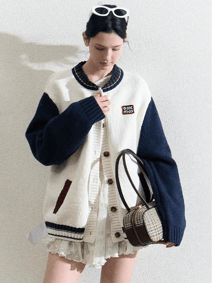 [OAK MOO] "Wonderful Season\" Baseball Sweater Cardigan