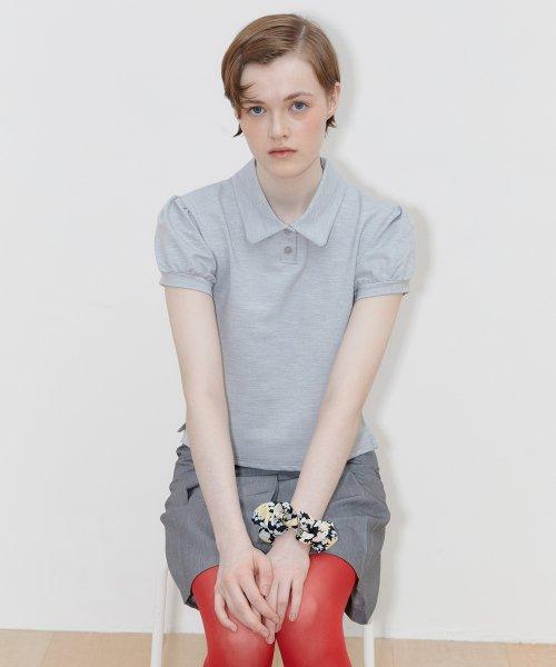 시눈(SINOON)  PUFF COLLAR T-SHIRT (MELANGE GREY) - 사이즈 & 후기 | 무신사