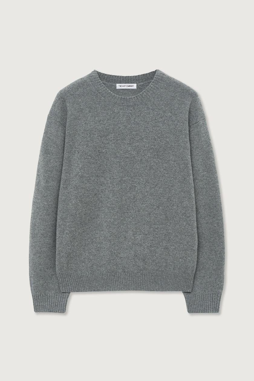 펠티드 울 크루넥 니트 - 멜란지그레이