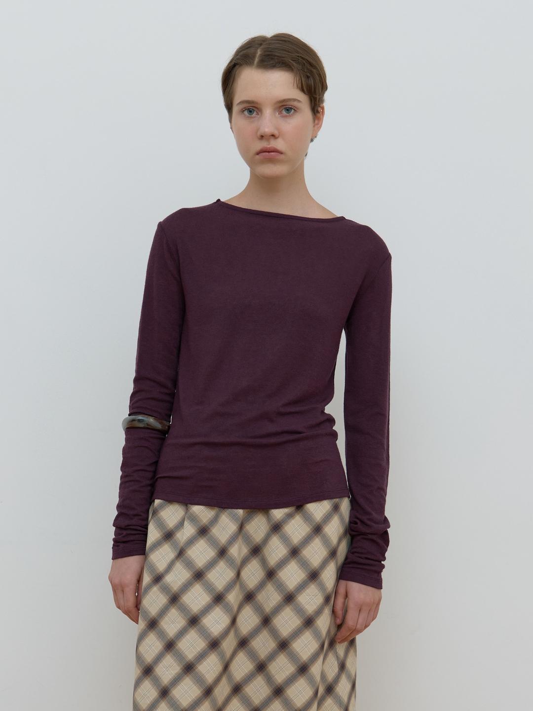 [10.31 순차출고_2차 리오더] SHEER BOAT NECK TOP_PURPLE