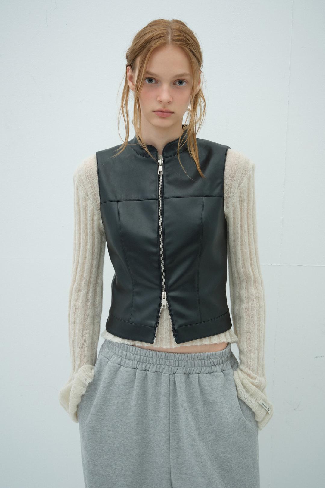 [10/2 PRE-ORDER] SLIM LEATHER VEST_BLACK