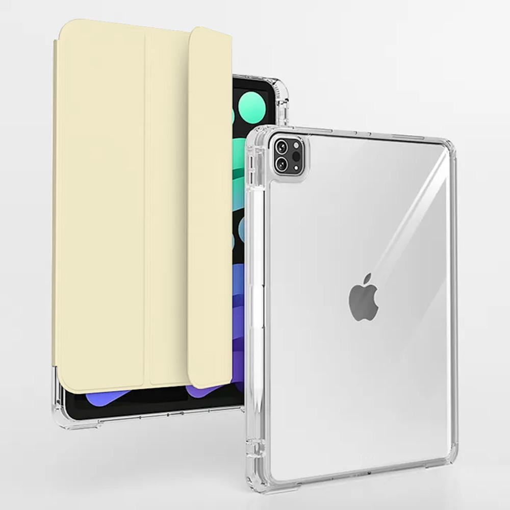 나인어클락 아이패드 투웨이 슬라이드 세로거치 고광택 투명케이스 아이패드 7 8 9 10 에어 5 4 프로11 프로12 호환 애플펜슬 충전 수납 홀더, 아이패드 7/8/9..., 아이보리