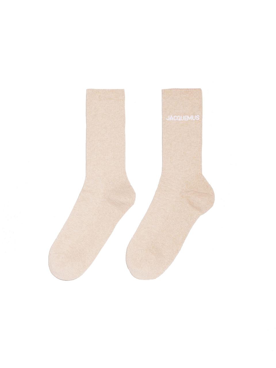 JACQUEMUS - RIBBED CREW SOCKS (LIGHT BEIGE)