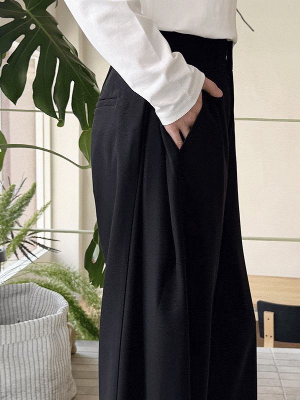 [클래식무드/뒷밴딩] 사선폴딩와이드슬랙스