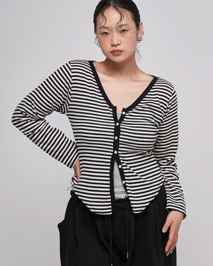 비든 브이 버튼 굴림 긴팔 t