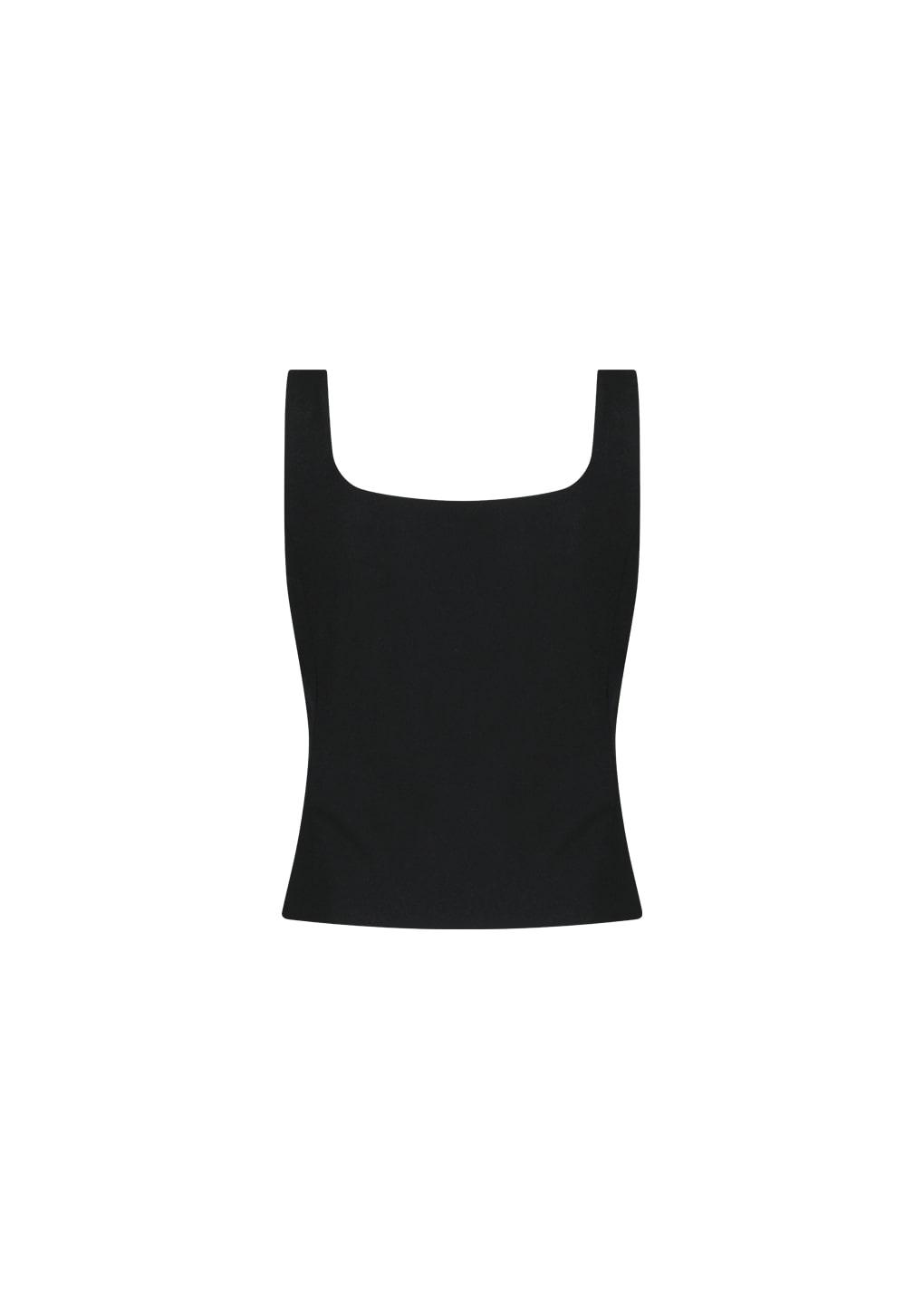 wool snap button down vest, black