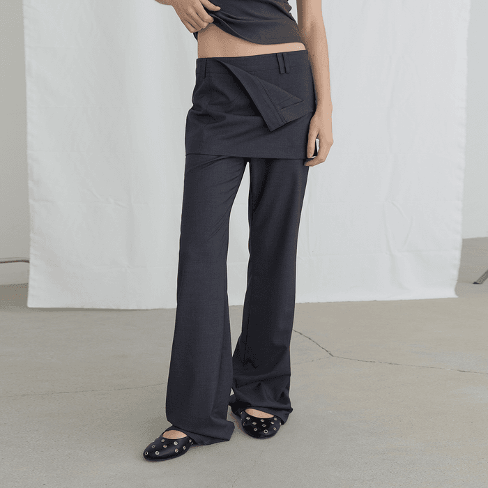 FOLDED SKIRTS OVER PANTS - CHARCOAL