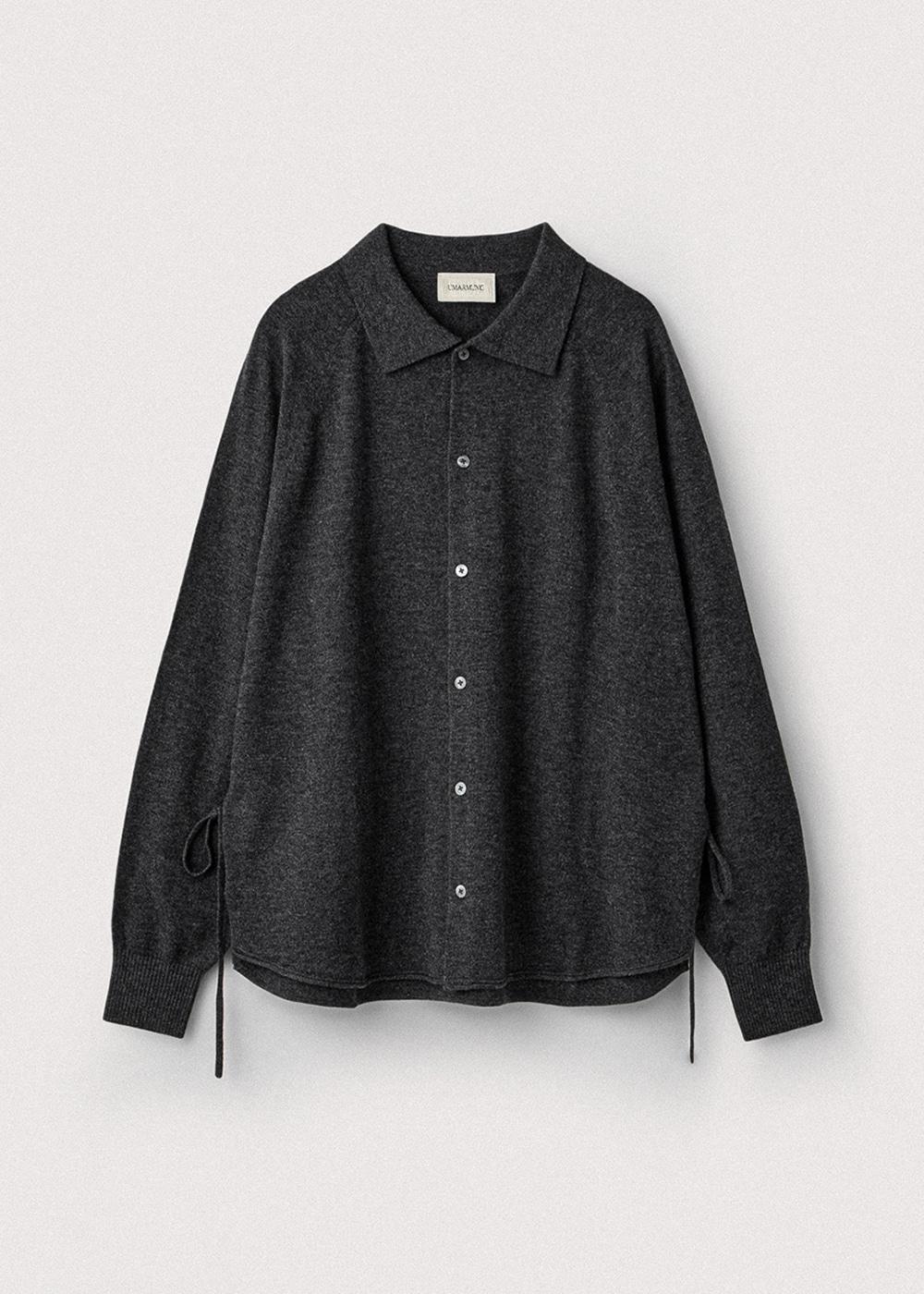 Super fine merino convertible collar shirt_Graphite