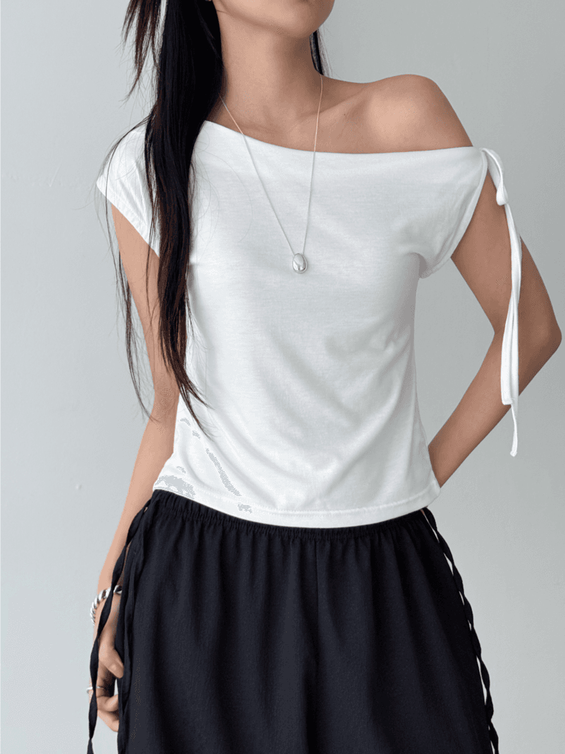 eve shoulder ribbon top (2color)